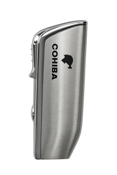 COHİBA Gümüş 3 Alevli Jet Çakmak – Şık Metal Gövde - Premium Puro Çakmağı