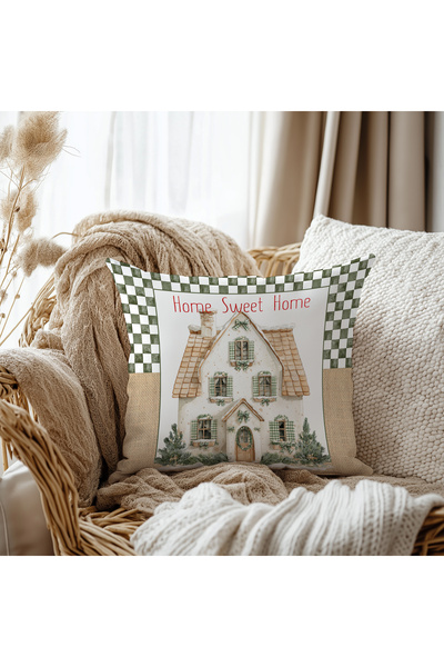 Evmila Home Sweet Home Pattern Кадифена калъфка за възглавница 43x43 cm Двуст...