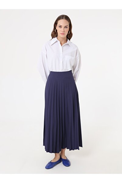 Refka Класична спідниця з крепової тканини з плісировкою - Синя -