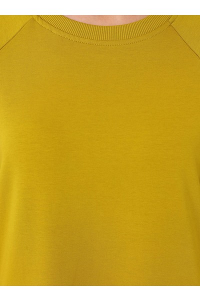 Benin Μακρύ φούτερ με λαιμόκοψη - Λαδί -