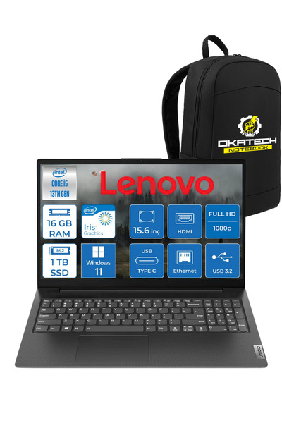 LENOVO V15 G4 İNTEL i5 -13420H 16 GB RAM 1 TB NVM SSD 15.6 ” FHD WİN11PRO NOTEBOOK + OKATECH ÇANTA