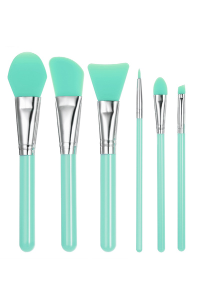 HALAMODO مجموعة فرش مكياج من السيليكون باللون الأخضر، مكونة من 6 قطع