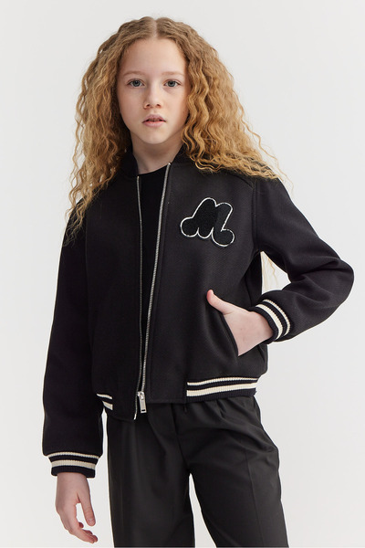 PAULMARK Palton pentru colegiu pentru fete cu detaliu brodat