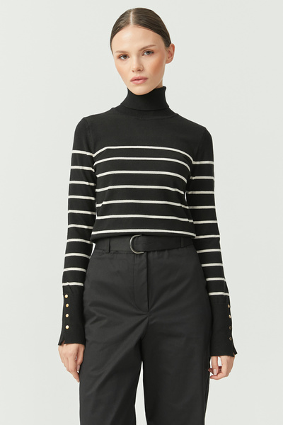 PAULMARK Pulover de damă cu gât în dungi