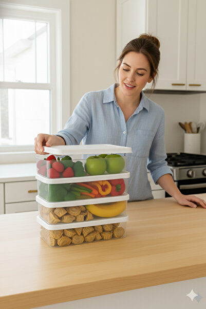 Orvila 4-Piece Transparent Storage Container Set Suitable for Refrigerator Freezer Organizer Set 4X1200 ml