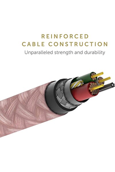 Native Union Belt Cable Universal 6.5 ft Ultra-Strong 3-in-1 Charging Cable (Rose)