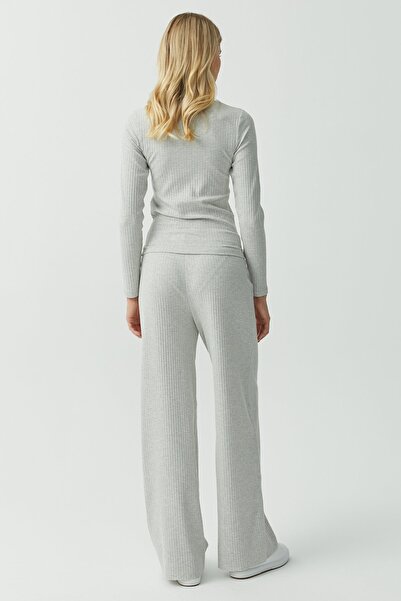 PAULMARK Elastic Waist Ribbed Trousers