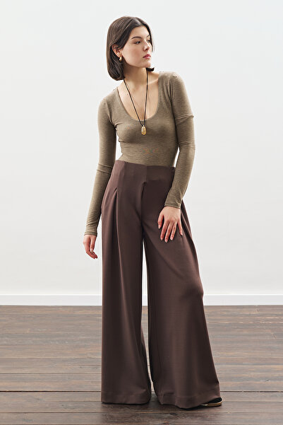 Manuka Soft Textured Modal Wide Pants Brown