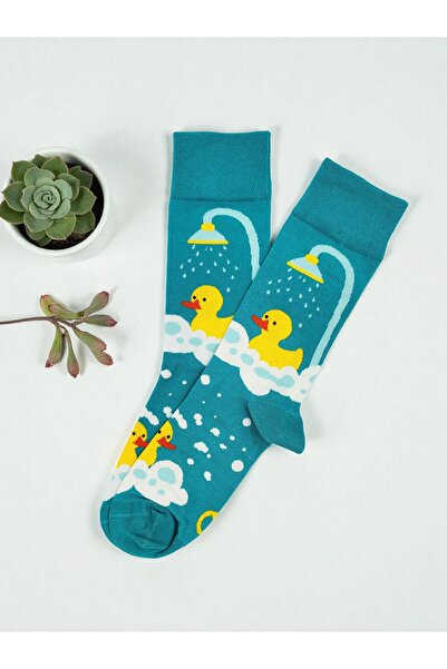 GSocks Mavi Duş Alan Ördek Desenli Renkli Çorap