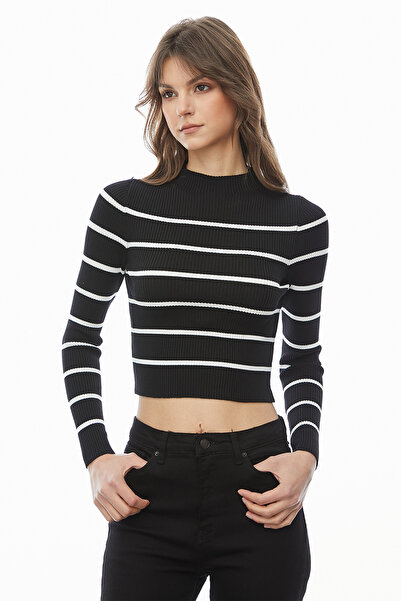 PAULMARK Women's Striped Crop Sweater