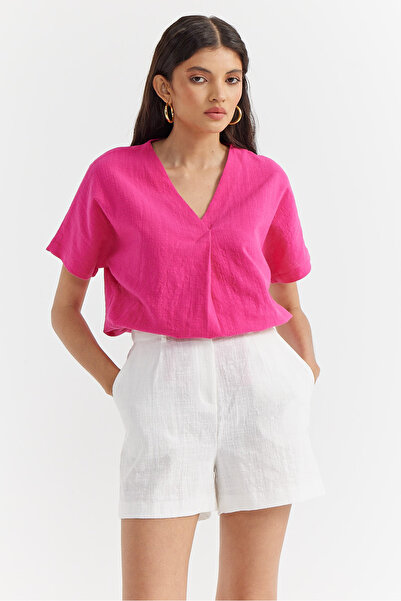 PAULMARK Γυναικεία βαμβακερή μπλούζα με λαιμόκοψη σε σχήμα V