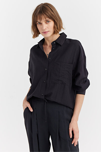 PAULMARK Cămașă texturată supradimensionat pentru femei