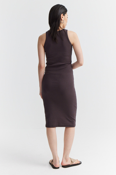 PAULMARK Women's Halter Neck Corded Fabric Dress