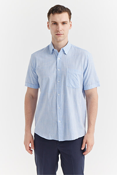 PAULMARK Ανδρικό κοντομάνικο βαμβακερό πουκάμισο