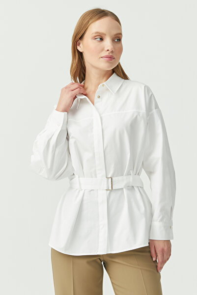 PAULMARK Γυναικείο πουκάμισο με λεπτομέρεια με ζώνη