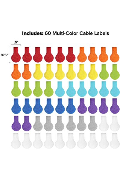 Wrap-It Storage Small Multicolor Cable Identification Labels - 60 Pack