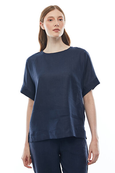 PAULMARK Linen Blouse with Back Buttons