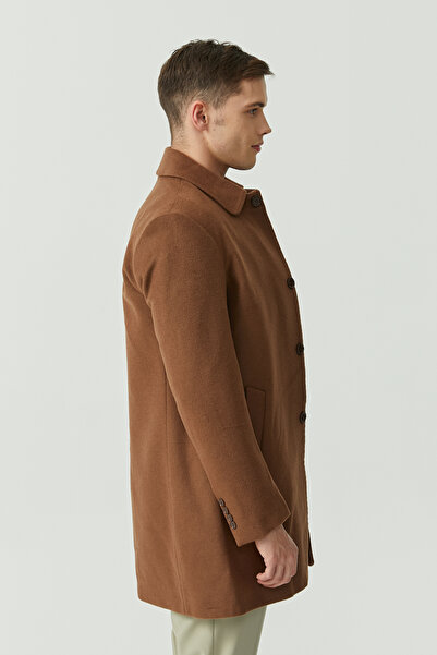 PAULMARK Men's Shirt Collar Cashmere Coat