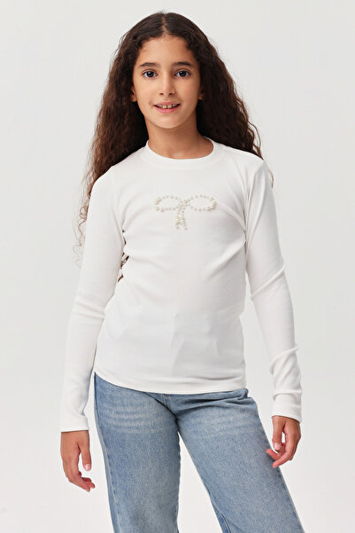 PAULMARK Μπλούζα με λεπτομέρεια από πέρλες για κορίτσια