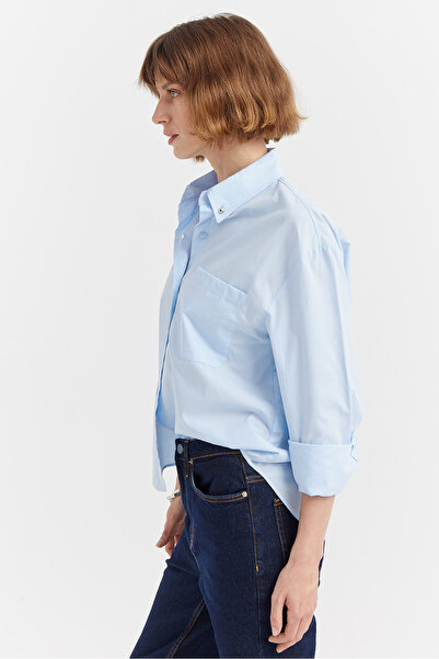 PAULMARK Γυναικείο βαμβακερό πουκάμισο με λεπτομέρεια τσέπης