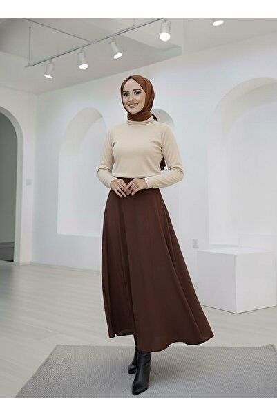 Generic Brand Çıma Detailed Segmented Skirt-Brown
