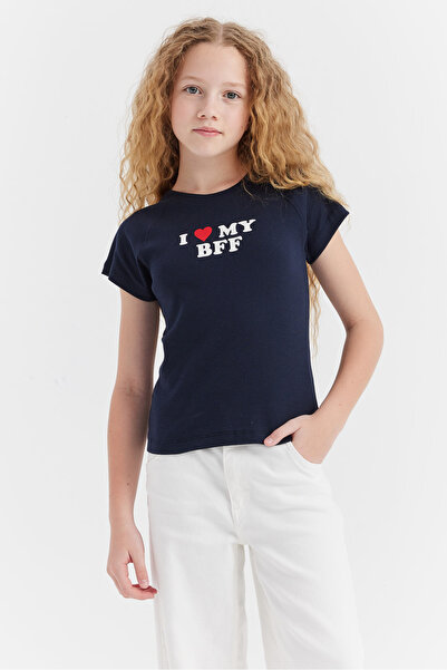 PAULMARK تي شيرت بناتي مطبوع عليه نص