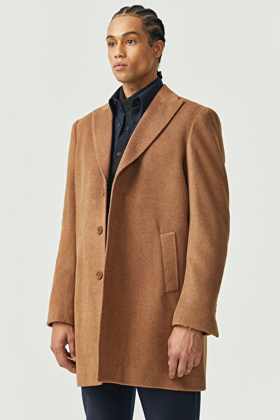 PAULMARK Ανδρικό παλτό με υφή με γιακά χελιδονοουράς