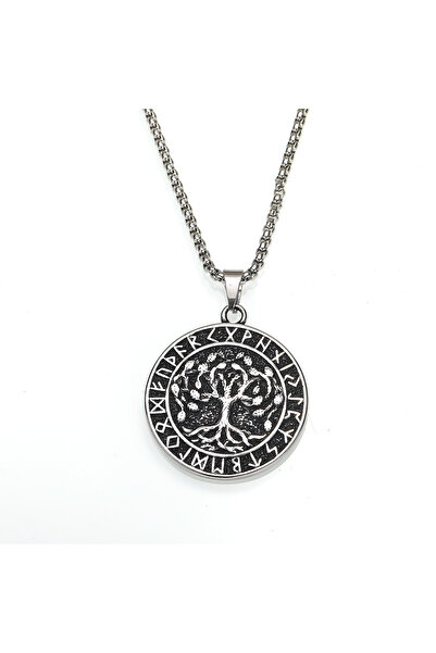 Viking Nordic Mythology Raven Tree of Life S+ Quality 316L Stainless Steel Non-Tarnish Necklace