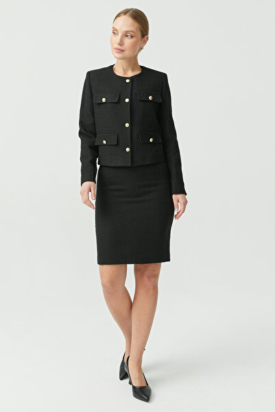 PAULMARK Γυναικεία φούστα με υφή με λεπτομέρεια σχισμής στην πλάτη