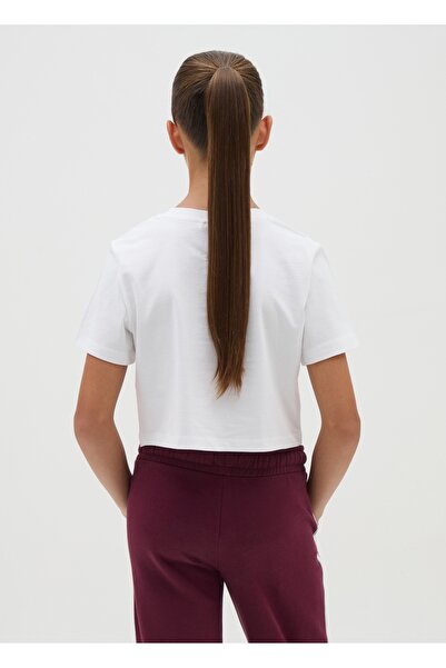 Ovs Girls' white pure cotton boxy fit T-shirt