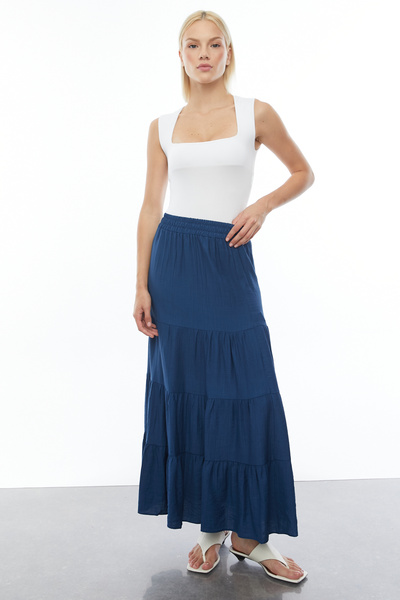 PAULMARK Fusta midi pentru femei cu talie elastică