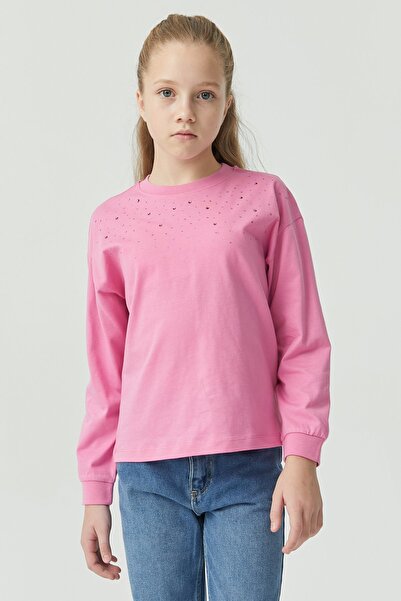 PAULMARK Girl's Stone Detailed Long Sleeve Blouse