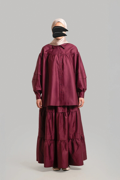 Lemaye Aller Detailed Cotton Skirt - Burgundy