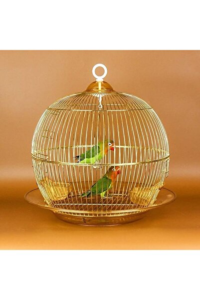 MyPetShop Bird Cage Aviary Hanging Parrot Metal Oval Portable for Small Pets - Gold