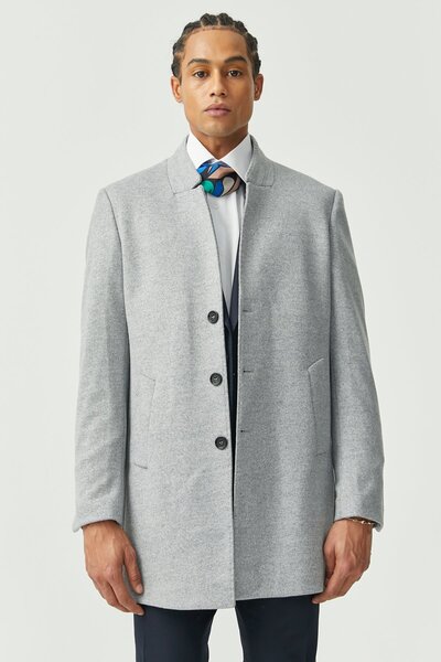 PAULMARK Men's Classic Cut Buttoned Coat