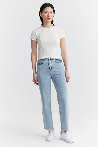 PAULMARK Women's High Waist Raw Hem Jeans