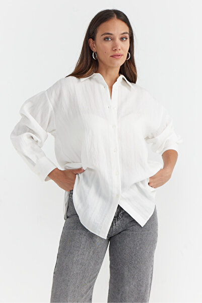 PAULMARK Women's Oversize Textured Shirt