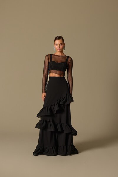 NOK İSTANBUL Eternal Flow Maxi Skirt Black