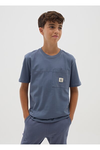 Ovs Boys' Blue Cotton Regular Fit T-shirt
