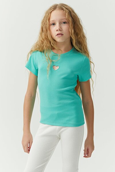 PAULMARK Μπλουζάκι για κορίτσια με λεπτομέρεια κοπής σε σχήμα καρδιάς