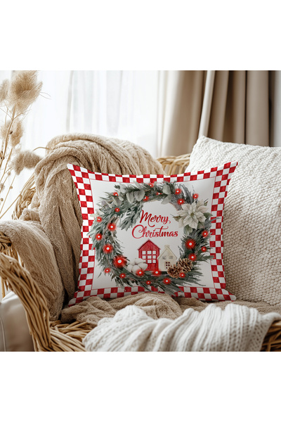 Evmila Wreath Pattern Velvet Cushion Cover 43X43 cm Double Sided Printed Zippers