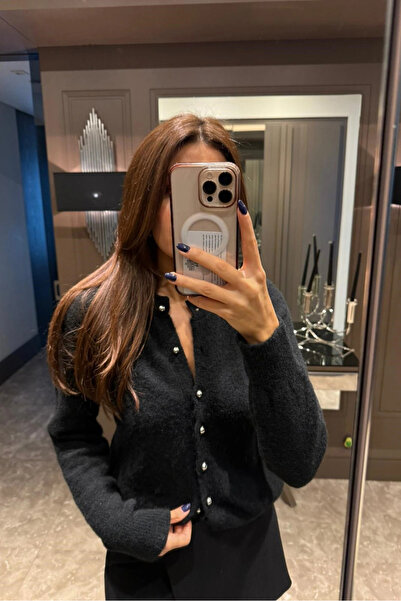 Eka Women's Black Buttoned Cardigan 1014-2456