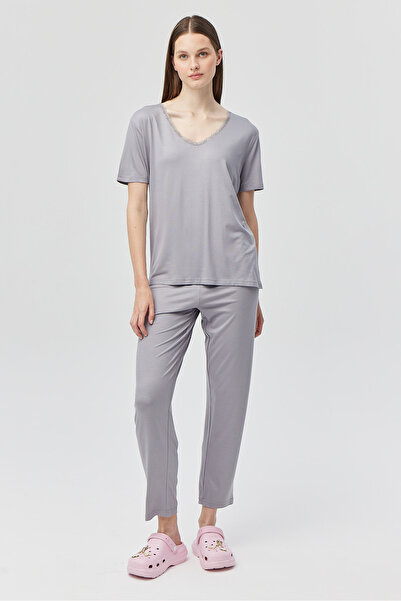 PAULMARK Γυναικείο σετ πιτζάμες με κοντό μανίκι με λαιμόκοψη σε σχήμα V