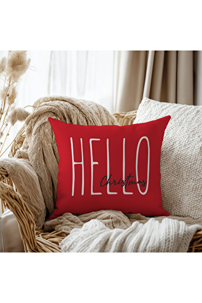 Evmila Husa de perna din catifea Hello Pattern 43x43 cm cu doua fete cu imprimeu fermoare