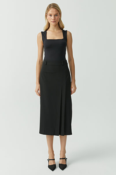 PAULMARK تنورة نسائية متوسطة الطول بتفاصيل مميزة