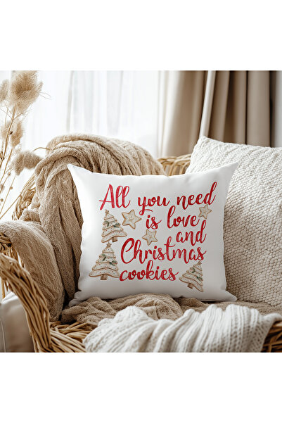 Evmila Новогодишна възглавница с кадифено покритие и мотив на бисквитки 43x43...