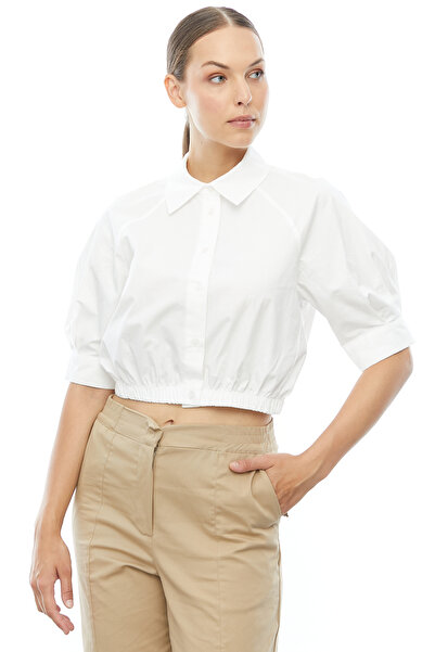 PAULMARK Γυναικείο πουκάμισο με μισό μανίκι από ποπλίνα