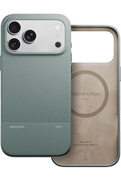 Native Union جراب ماج سيف ري كلاسيك لهاتف آيفون 17 برو ماكس، لون أخضر رمادي