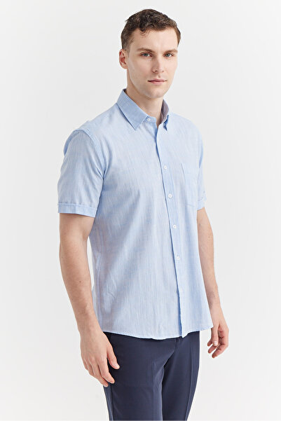 PAULMARK Ανδρικό κοντομάνικο βαμβακερό πουκάμισο