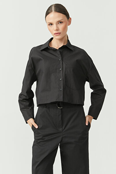 PAULMARK قميص نسائي قصير بجيب